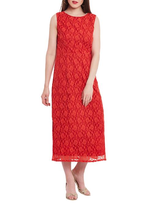 red lace midi dress - 13237717 - Very Small Image - 1