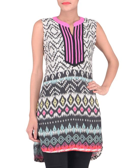 beige and pink cotton kurti - 1323862 - Very Small Image - 1