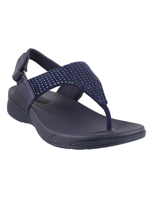 navy leatherette back strap sandals - 13241358 - Very Small Image - 1