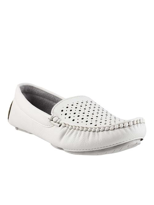 white faux leather slip on loafers - 13242348 - Very Small Image - 1