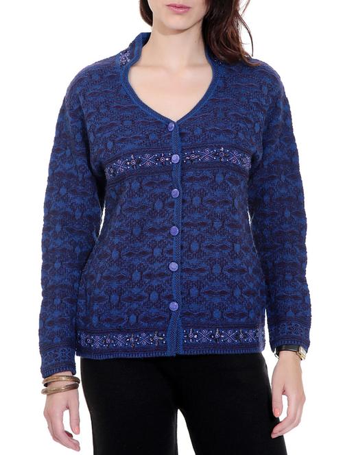 dark blue woolen cardigan - 1324267 - Very Small Image - 1