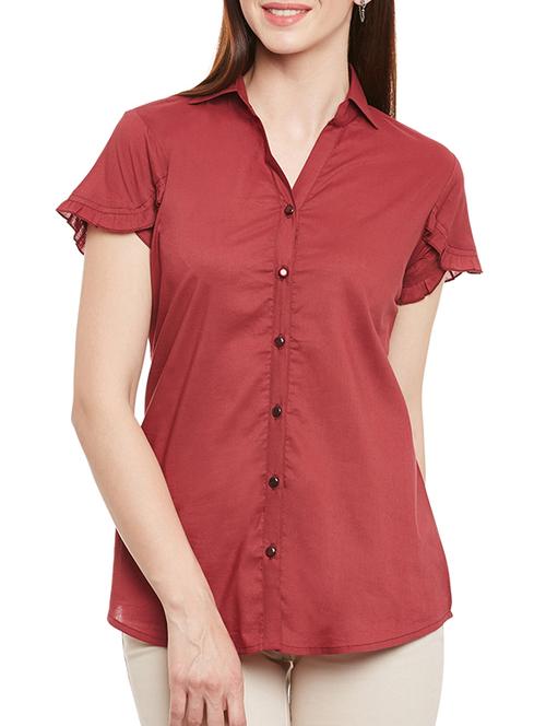 maroon cotton regular shirt - 13244660 - Very Small Image - 1