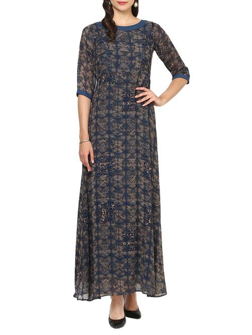 navy blue georgette dress - 13245503 - Very Small Image - 1