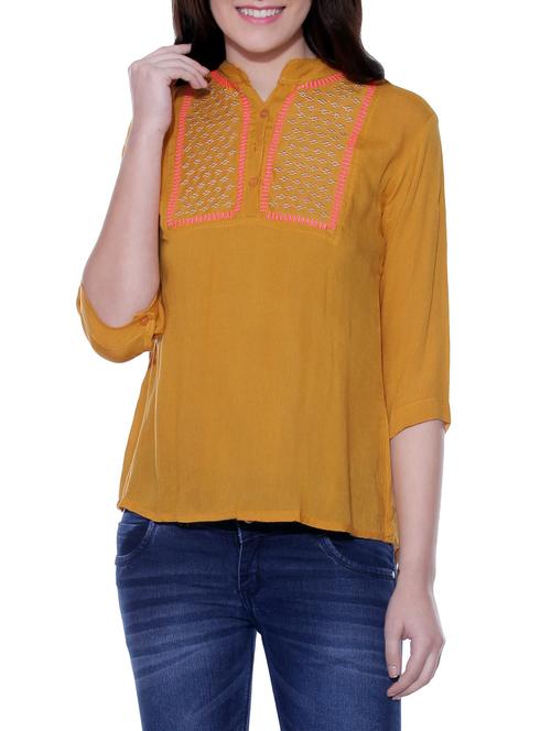 yellow viscose regular top - 13246440 - Very Small Image - 1