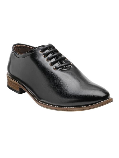 black leatherette lace up oxford - 13246830 - Very Small Image - 1