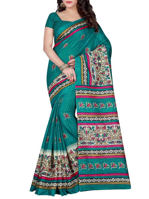 turquoise  bhagalpuri saree with blouse - 13247289 - Very Small Image - 1