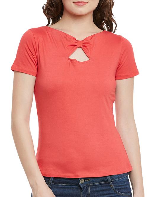 coral cotton blend regular top - 13247696 - Very Small Image - 1