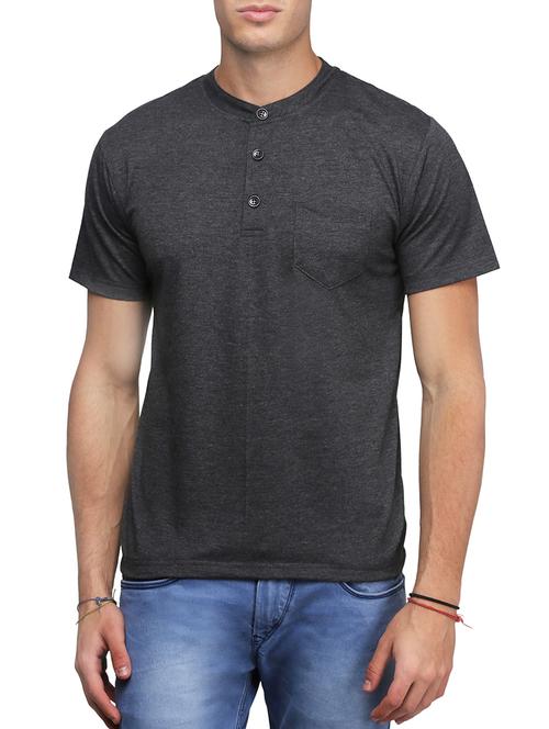 charcoal grey melange cotton t-shirt - 13248814 - Very Small Image - 1
