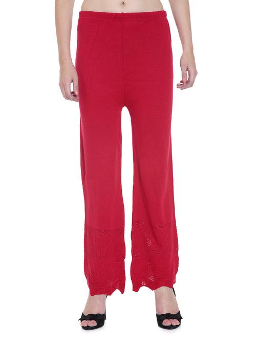solid red acro wool palazzo pants - 1324966 - Very Small Image - 1