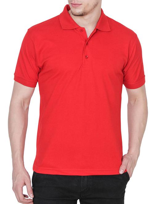 solid red cotton polo t-shirt - 13257896 - Very Small Image - 1