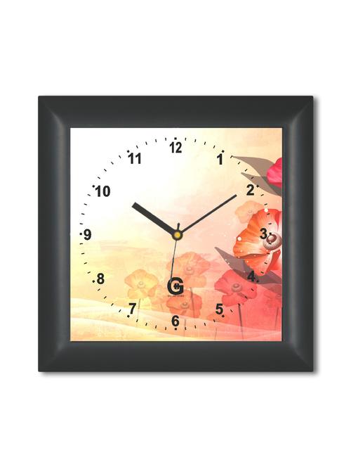 Multicolored Plastic And Glass Floral Printed Wall Clock - 1326019 - Very Small Image - 1