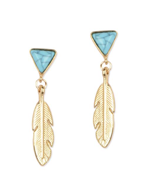 Gold embellished metal drop earrings - 13260785 - Very Small Image - 1