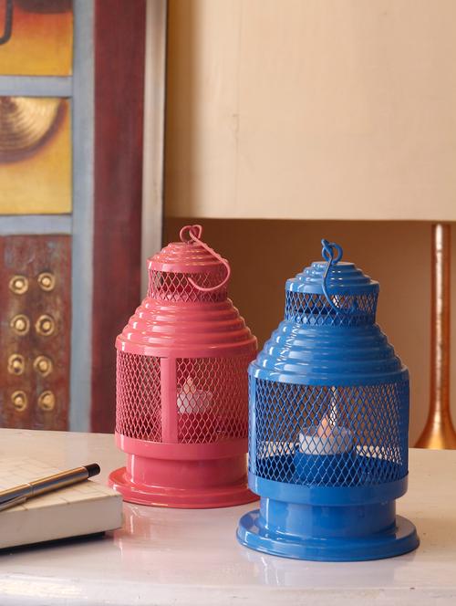 anasa vintage style lantern hanging tealight candle holder sky blue 8 inch - 13260786 - Very Small Image - 1