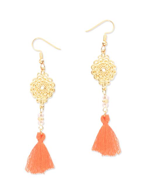 Gold tassel trim metal tassel earrings - 13260923 - Very Small Image - 1