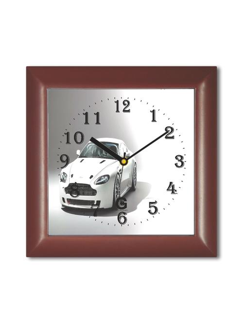Plastic And Glass White Car Printed Wall Clock - 1326154 - Very Small Image - 1