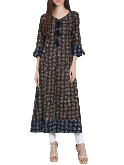 printed long kurta with tassels - 13263904 - Very Small Image - 1
