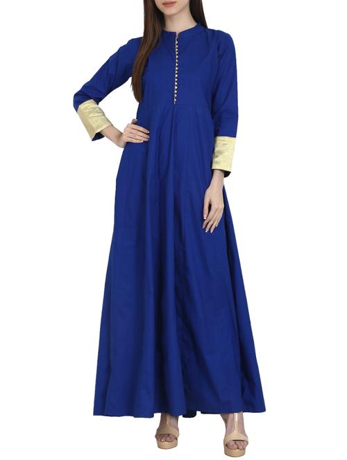 blue cotton anarkali kurta - 13263971 - Very Small Image - 1