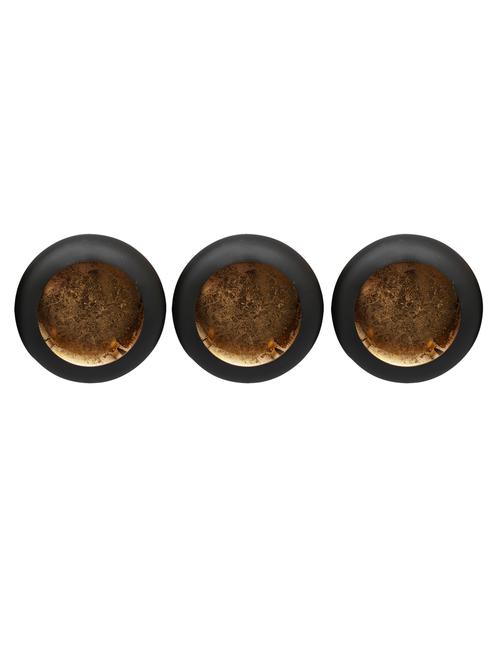 anasa round wall hanging tealight holder set of 3 black and golden color 11 inch - 13265127 - Very Small Image - 1