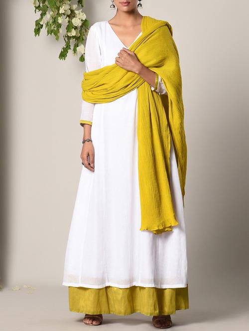 crinkled plain cotton green dupatta - 13266591 - Very Small Image - 1