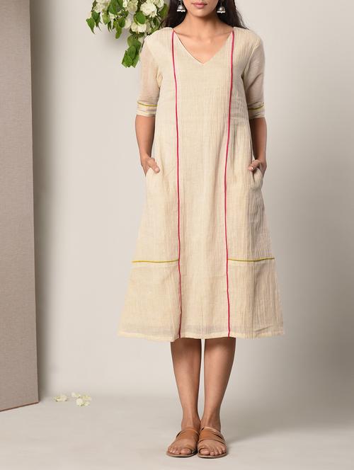 ivory panelled dress with pockets - 13266809 - Very Small Image - 1