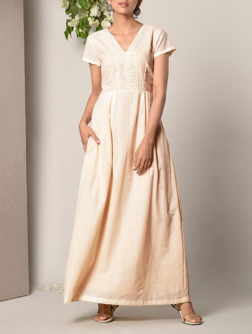 beige cotton maxi dress - 13266839 - Very Small Image - 1