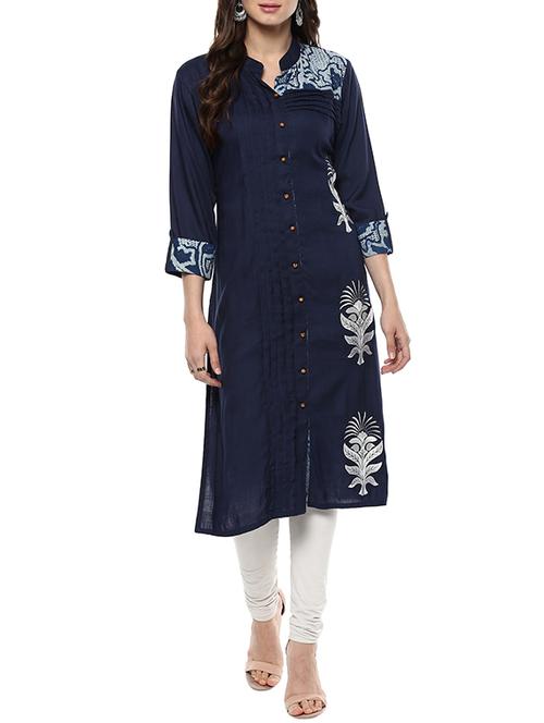 blue rayon straight kurta - 13269333 - Very Small Image - 1