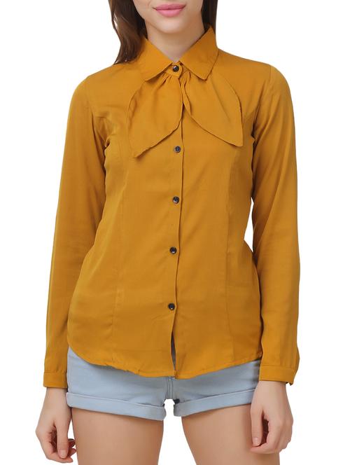 solid mustard full sleeved shirt - 13269378 - Very Small Image - 1