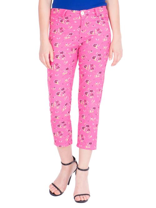 pink floral printed cotton capri - 13269512 - Very Small Image - 1