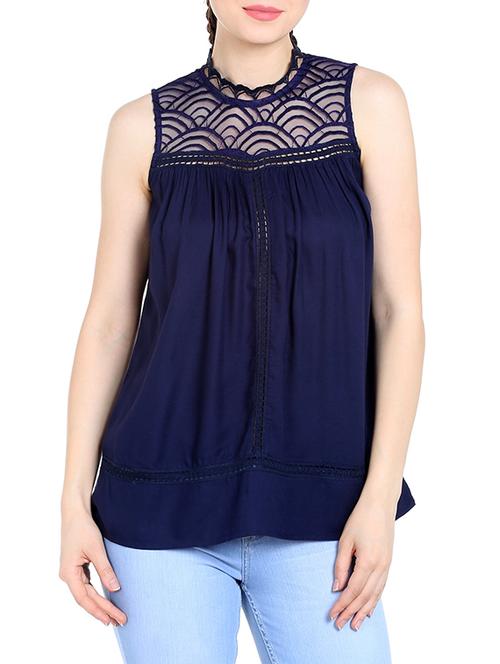 navy blue rayon top - 13269691 - Very Small Image - 1