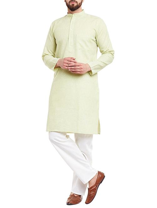 green cotton kurta pyjama set - 13270106 - Very Small Image - 1