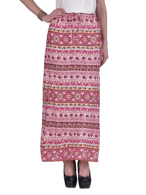 pink rayon printed maxi skirt - 1327390 - Very Small Image - 1