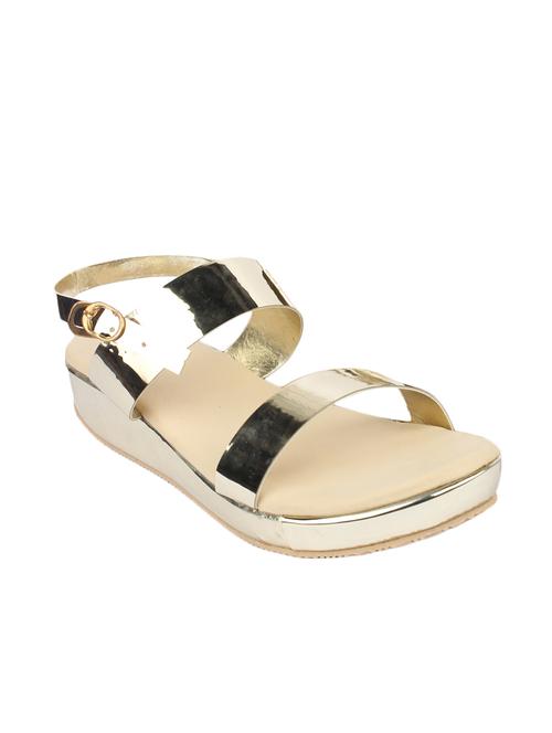 gold leatherette platforms sandals - 13275270 - Very Small Image - 1