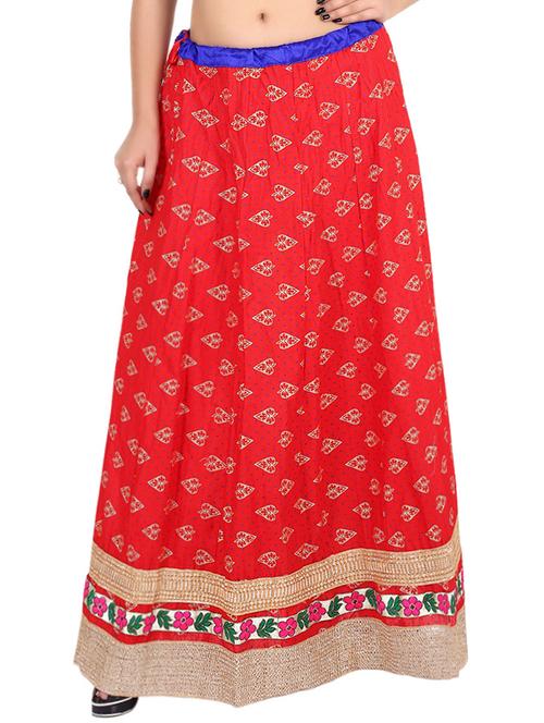red printed cotton skirt - 13277438 - Very Small Image - 1