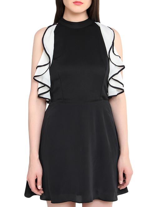 black sleeveless dress with monochrome side panels - 13278354 - Very Small Image - 1