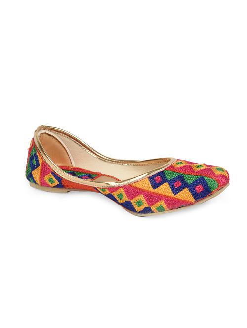 multi coloured embroidered leatherette juttis - 13279087 - Very Small Image - 1