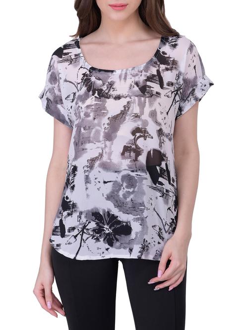 multicolored printed georgette regular top - 13279306 - Very Small Image - 1