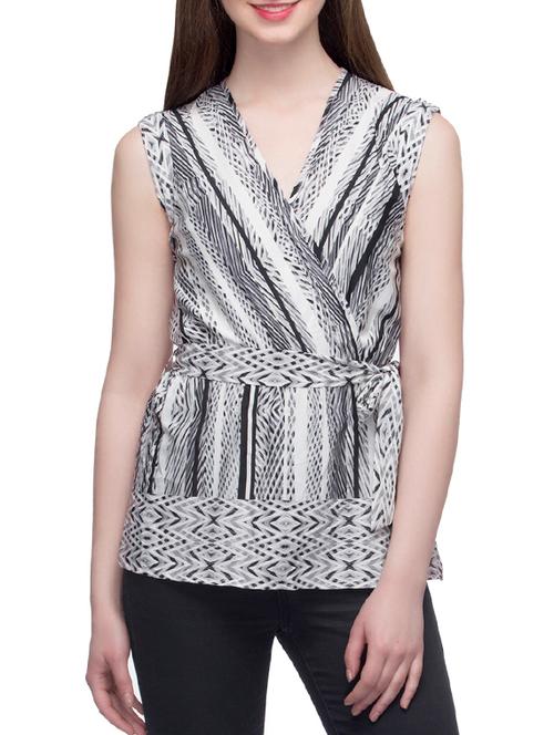 white printed belted top - 13287905 - Very Small Image - 1