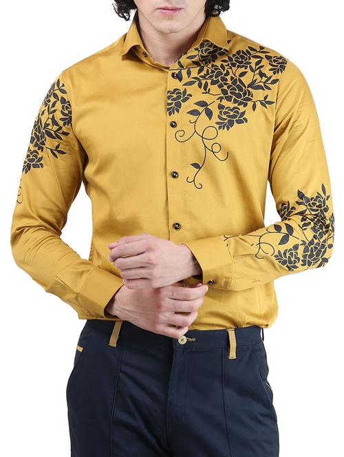 yellow cotton blend casual shirt - 13289645 - Very Small Image - 1