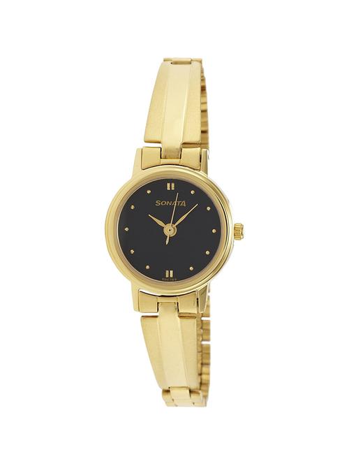 sonata  analog black dial women's watch -  8096ym03 - 13291910 - Very Small Image - 1