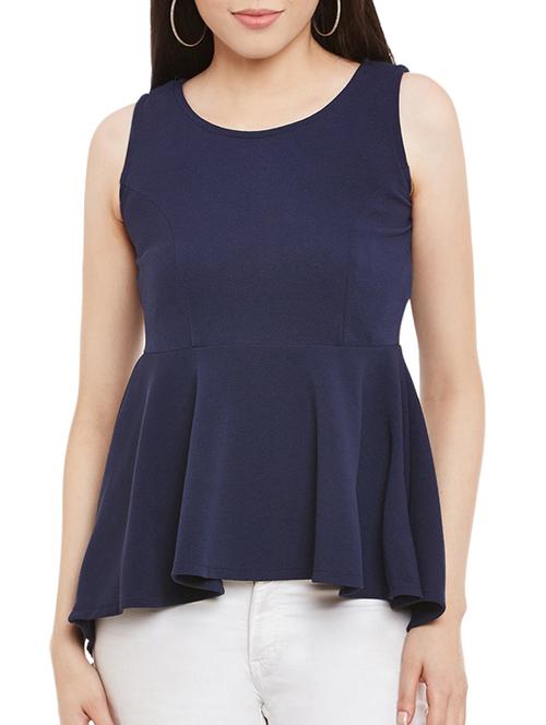 navy blue cotton peplum top - 13292538 - Very Small Image - 1