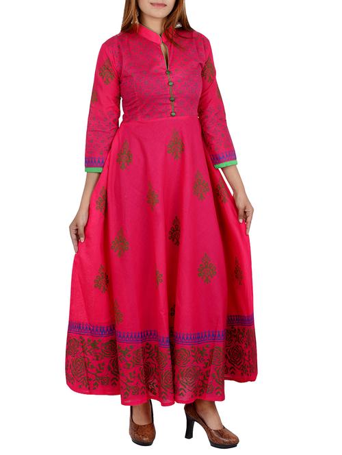 block printed flared kurta - 13293326 - Very Small Image - 1