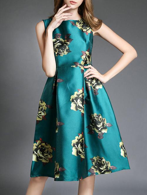green taffeta fit & flare dress - 13294485 - Very Small Image - 1