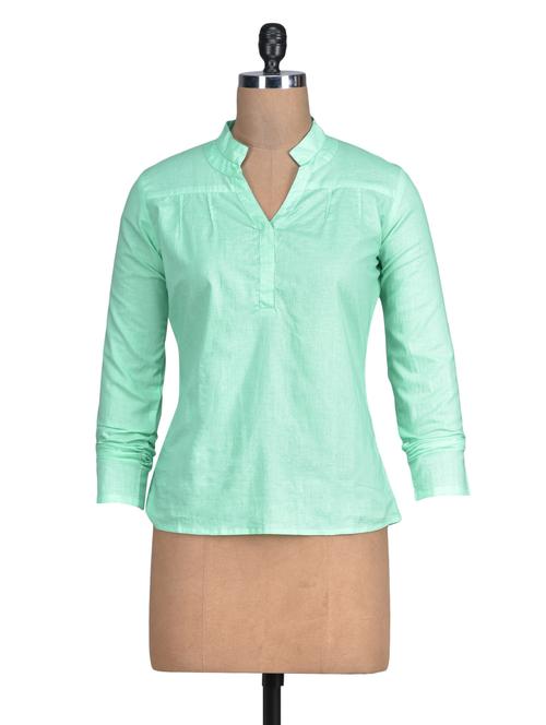 mint green full sleeved cotton top - 1329570 - Very Small Image - 1