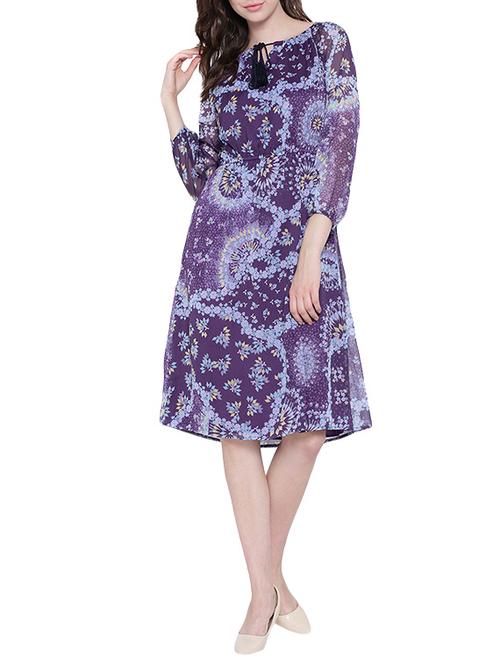 purple printed dress - 13295992 - Very Small Image - 1