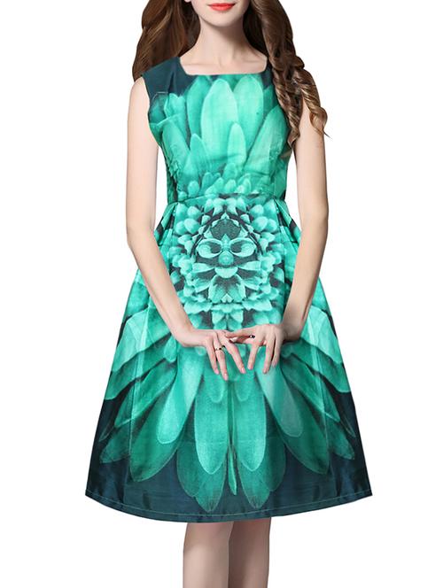 green taffeta A-line dress - 13301466 - Very Small Image - 1
