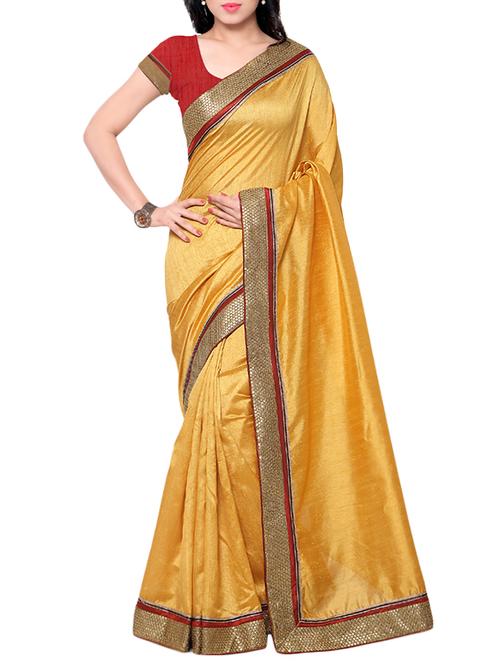 gold silk bordered saree with blouse - 13301493 - Very Small Image - 1
