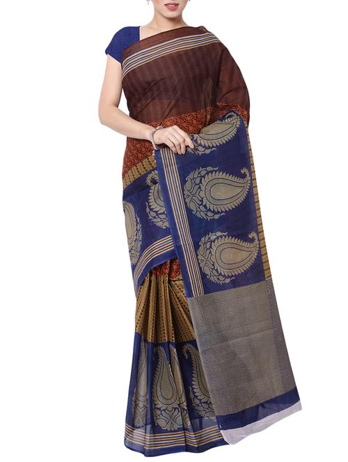 women's paisley multi colored saree with blouse - 13308149 - Very Small Image - 1