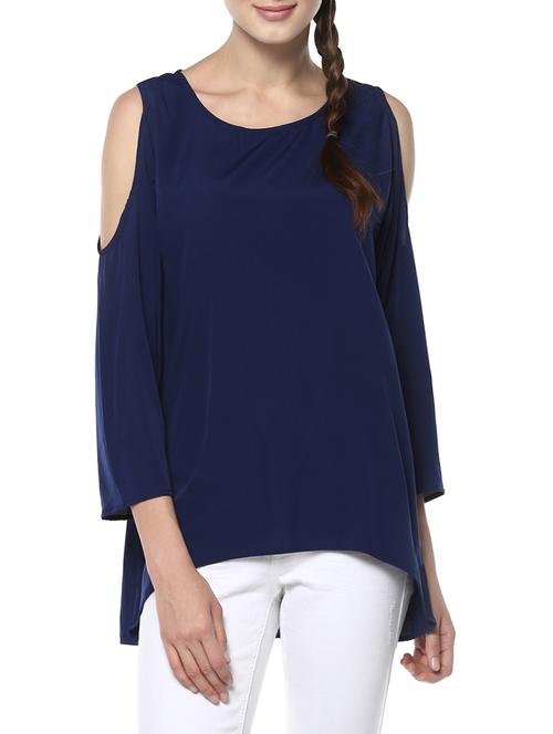 navy blue cotton regular top - 13310324 - Very Small Image - 1