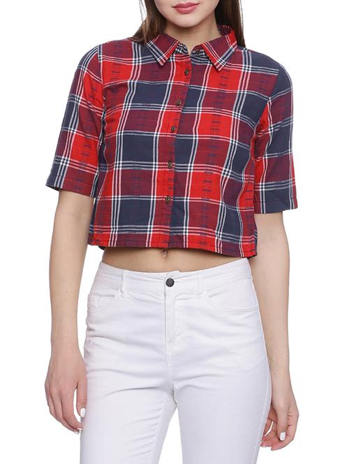 red rayon crop shirt - 13310919 - Very Small Image - 1