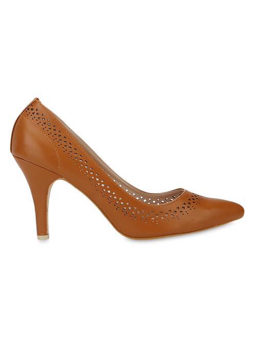 tan faux leather pumps with cutwork - 1331168 - Very Small Image - 1